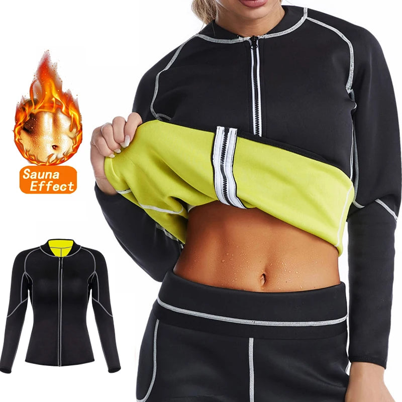 Sauna Slimming Tops Neoprene Sweat Thermal Suits Women Shirts With Sleeves Weight Loss Body Shaper Waist Trainer Shapewear