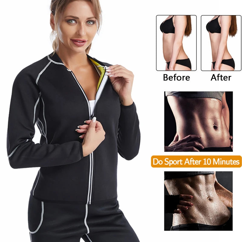 Sauna Slimming Tops Neoprene Sweat Thermal Suits Women Shirts With Sleeves Weight Loss Body Shaper Waist Trainer Shapewear