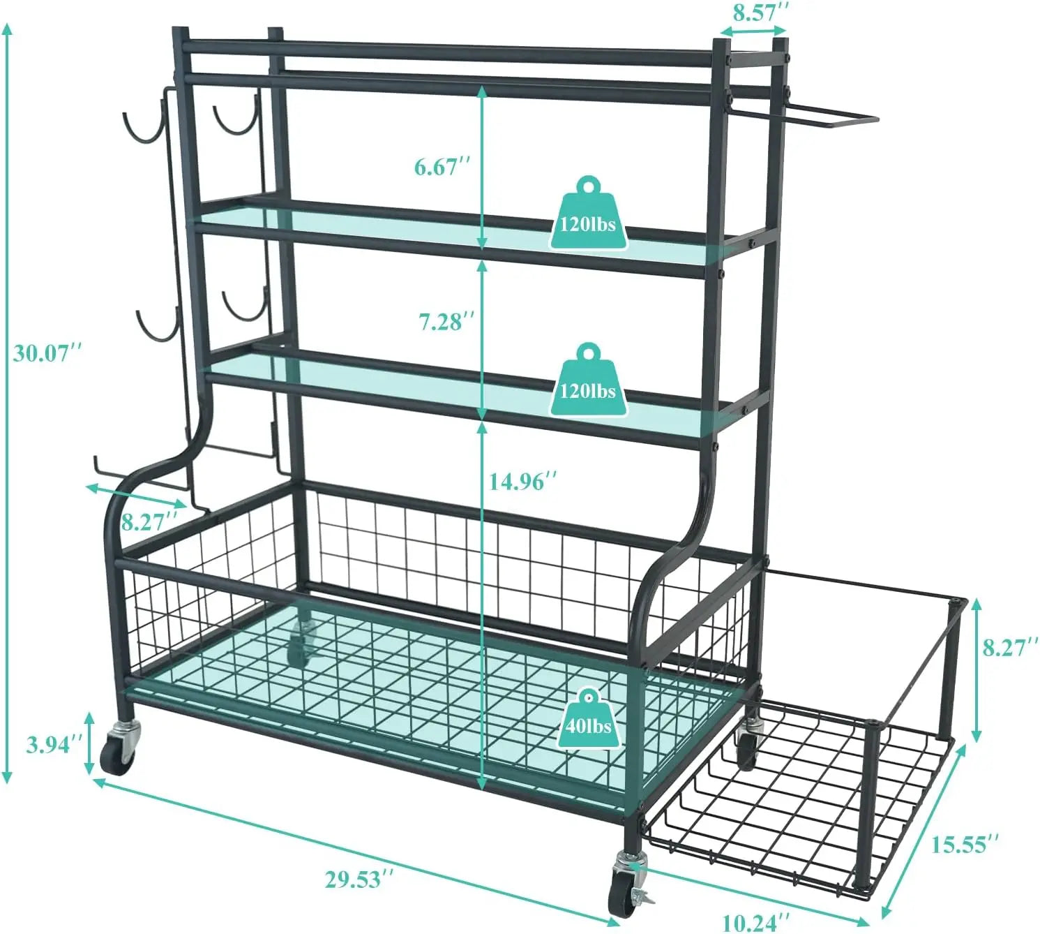 Weight Rack for Kettlebells, Storage Holder for Yoga and Workout Equipment, Home Gym Storage Rack with Wheels