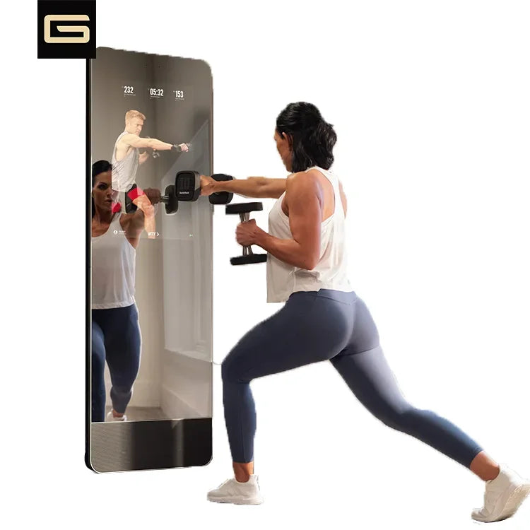 Metafit 32 Inches Magic Digital Home Glass Wall Floor Exercise Smart Mirror Fitness With Camera Gym With Handle